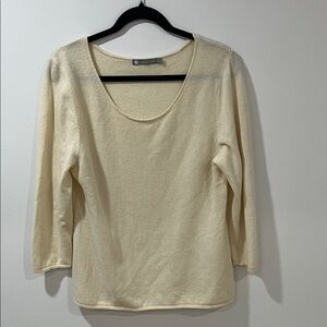 INCashmere Women’s 100% Cashmere Sweater XL (fits M or L) Cream Scoop As is